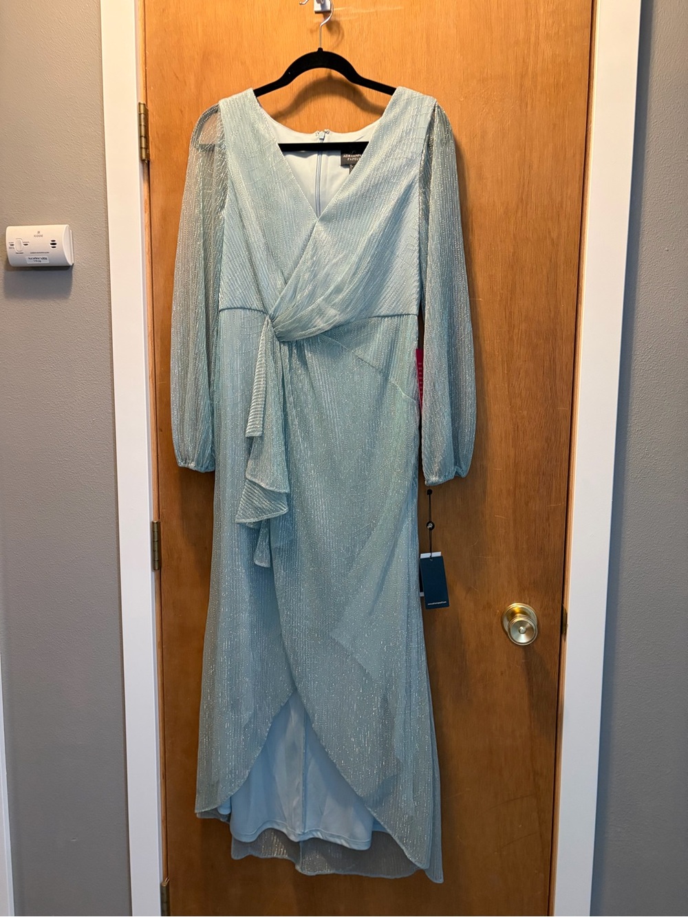 Adrianna Papell Powder Blue High-Low Wrap Dress